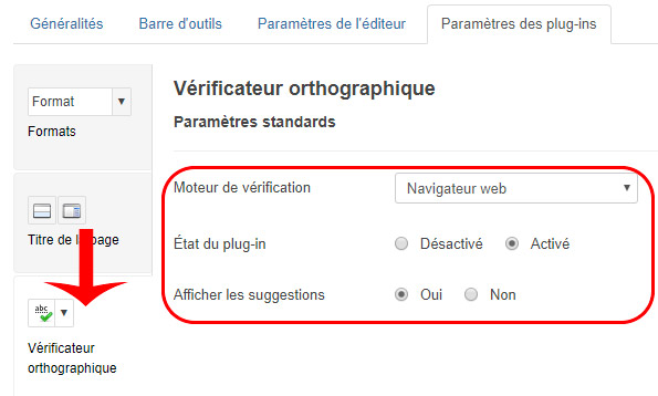 JCE véification orthographique éditeur Joomla