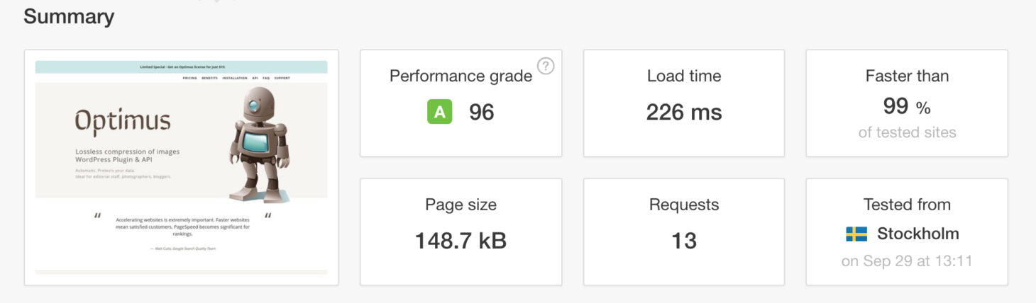 pingdom summary no cdn