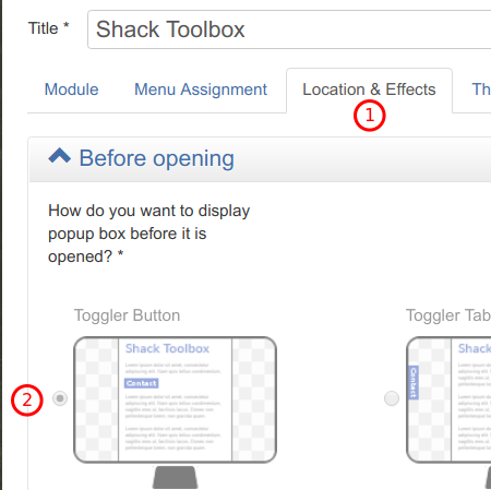 10 click locations and effect click toggle button