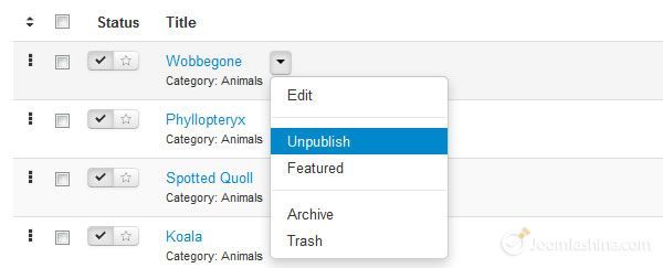 menu contextuel joomla3