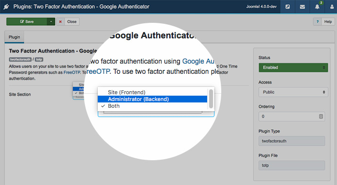 configure 2 factor authentication plugin