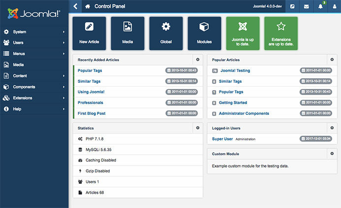 joomla 4 back end