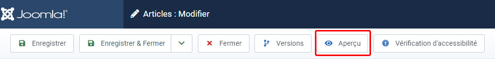 joomla4 article bouton apercu