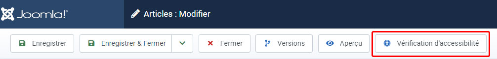 joomla4 article bouton verification accessibilite