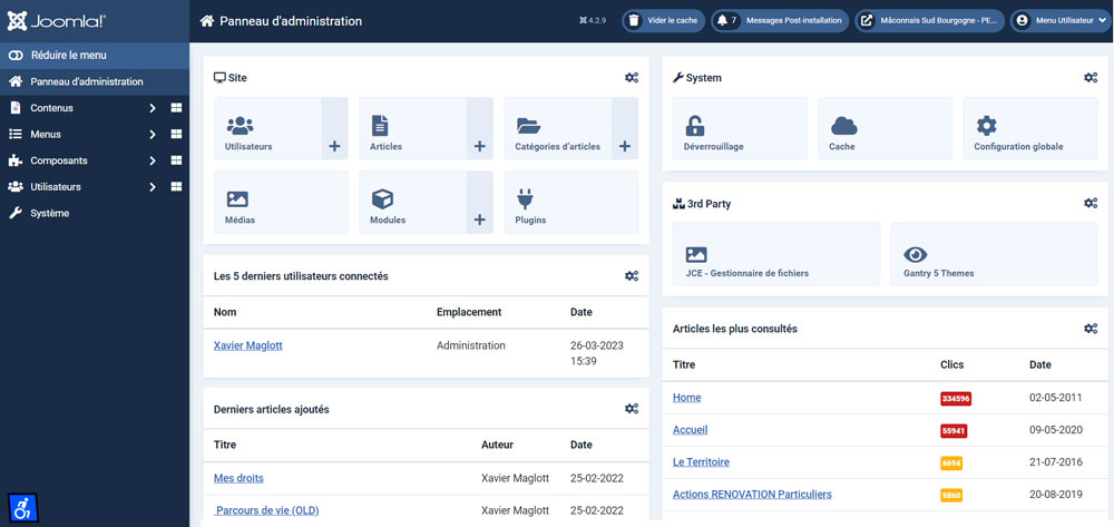 panneau administration joomla4 nosyweb