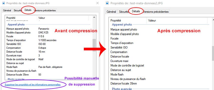suppression meta données images web