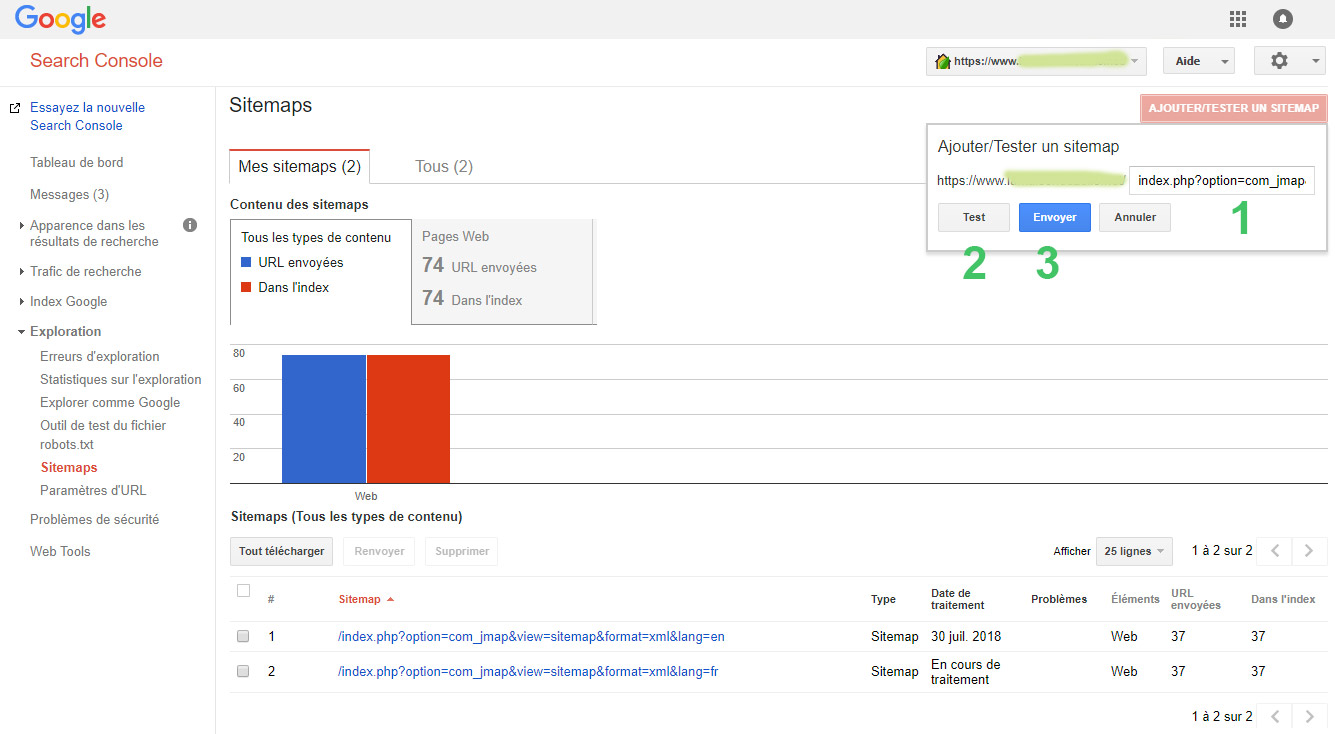 plan de site Google Search Console