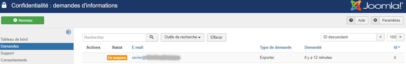 RGPD joomla39 creation demande statut suspens