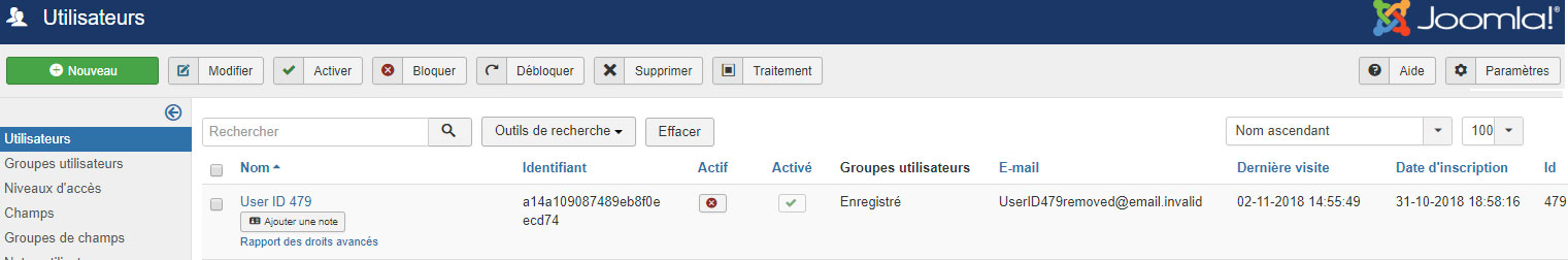 RGPD joomla39 suppression utilisateur anonymise