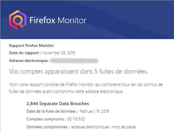 test piratage messagerie firefox monitor rapport