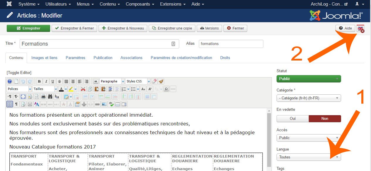 joomla site multi langues falang