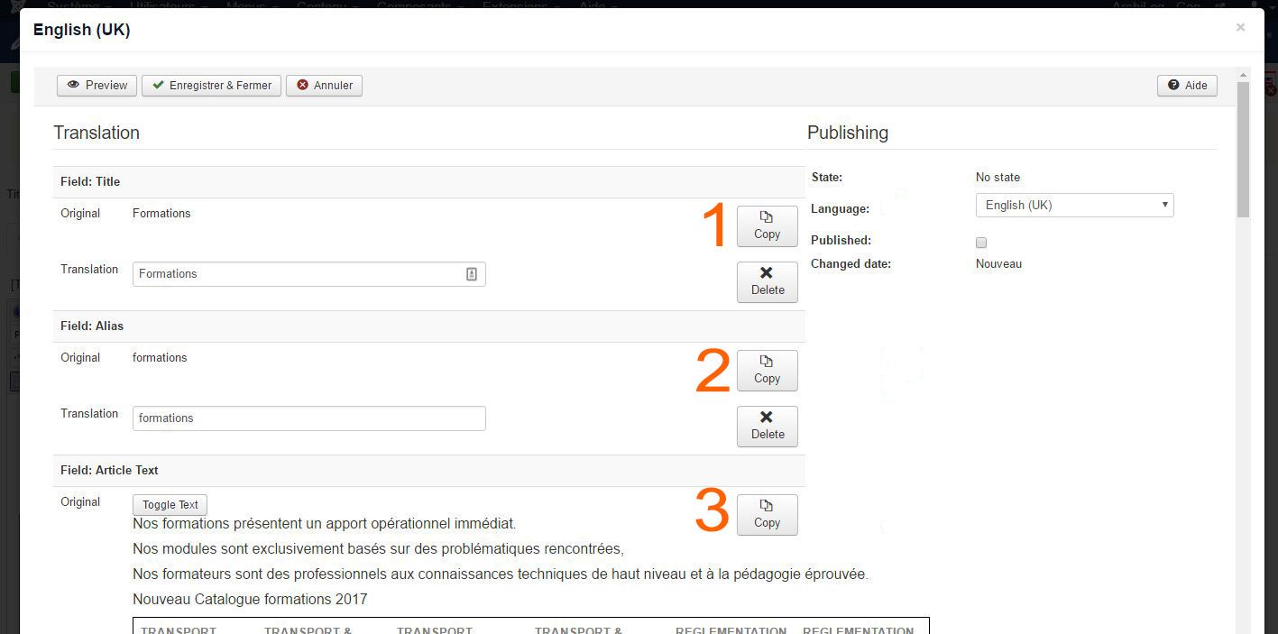 joomla falang traduire article