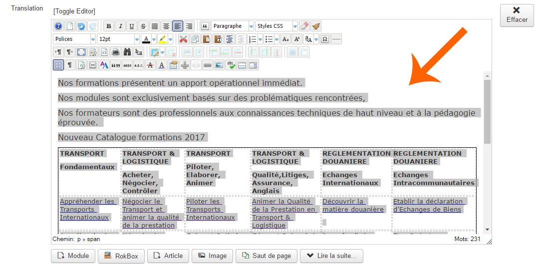 traduire article site joomla