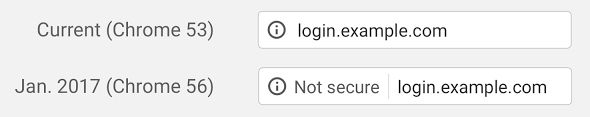 avertissement navigateur Chrome 56 site non HTTPS 2017
