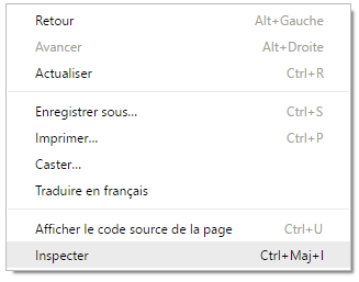 clic droit inspecter