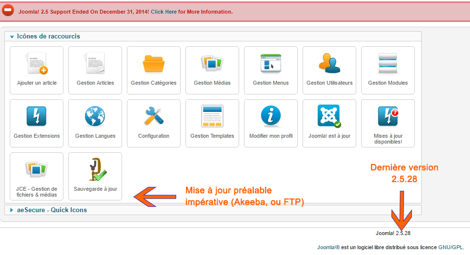migration Joomla 2.5 dernière version 2.5.28