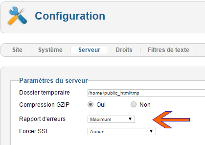 migration joomla 2.5 - rapport erreur préalablement défini à maximum