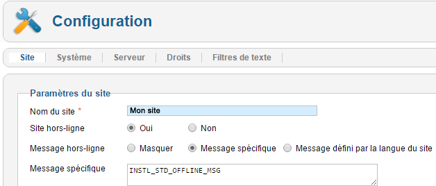 migration joomla 2.5 site hors ligne