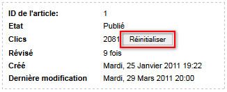 Réinitialiser clics article Joomla