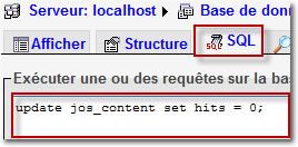 PHPMyAdmin clics articles Joomla
