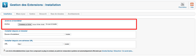 Installation composant Joomla