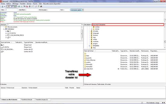 Transfert template Joomla