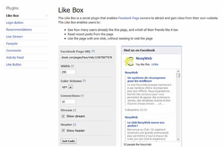 Créer une Like Box / Fan Box facebook
