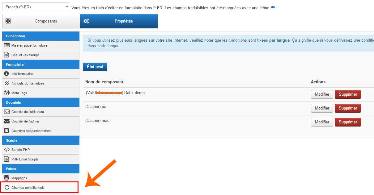 formulaire joomla champs conditionnels