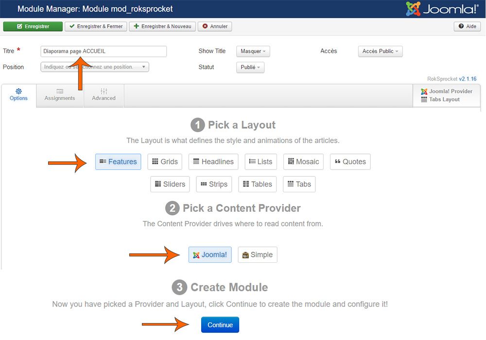 parametrage module diaporama joomla