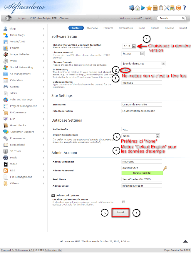 softaculous install config