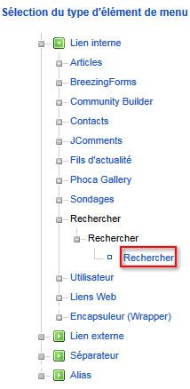 Lien recherche Joomla