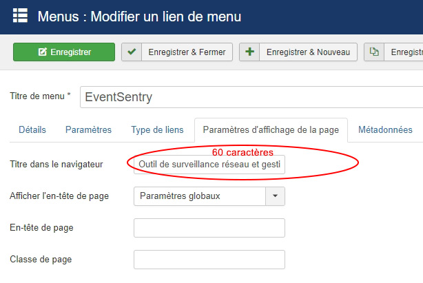 Parametrage balise titre Joomla