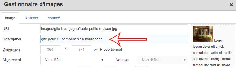 description image editeur joomla