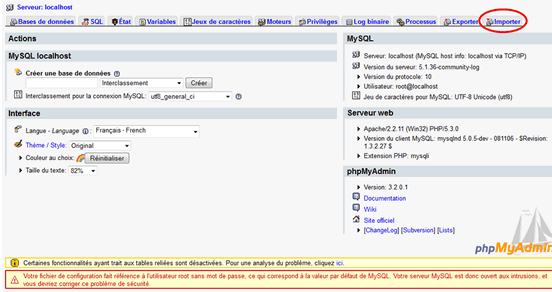 import sql template joomla mini